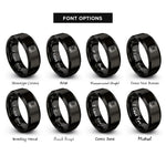 font options for inside engraving on black il rings