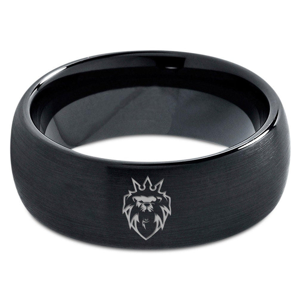 Felis Leo Simba Ring - Black Wedding Band - Dome Ring - Exclusive Tungsten Ring - Black Jewelry For Women - Rings For Him - Unique Gifts