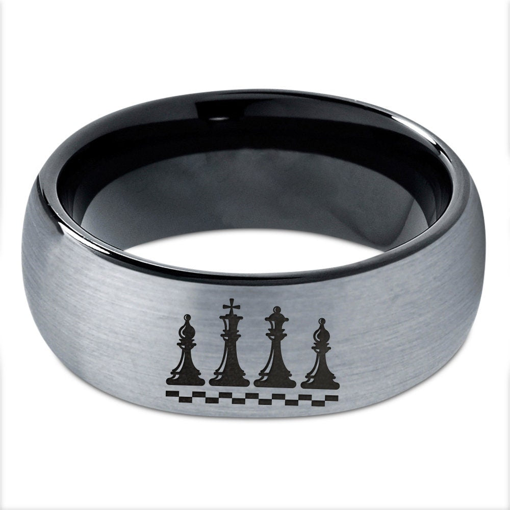 Chess Ring, Ring For Grandmaster, Groove Wedding Ring For Women, Tungsten Engagement Ring, Rings For Men, Personalized Gifts For Dad