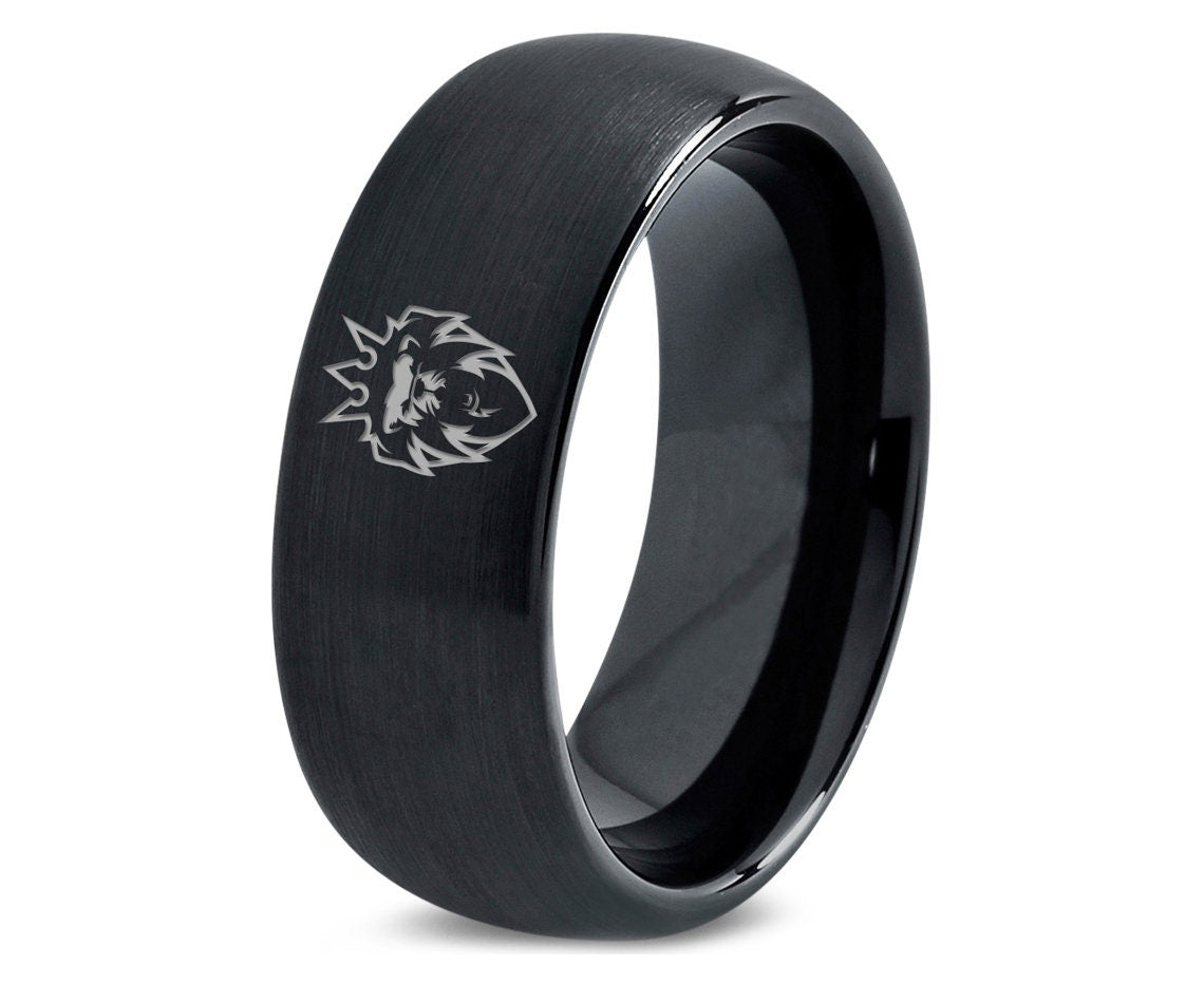 Felis Leo Simba Ring - Black Wedding Band - Dome Ring - Exclusive Tungsten Ring - Black Jewelry For Women - Rings For Him - Unique Gifts