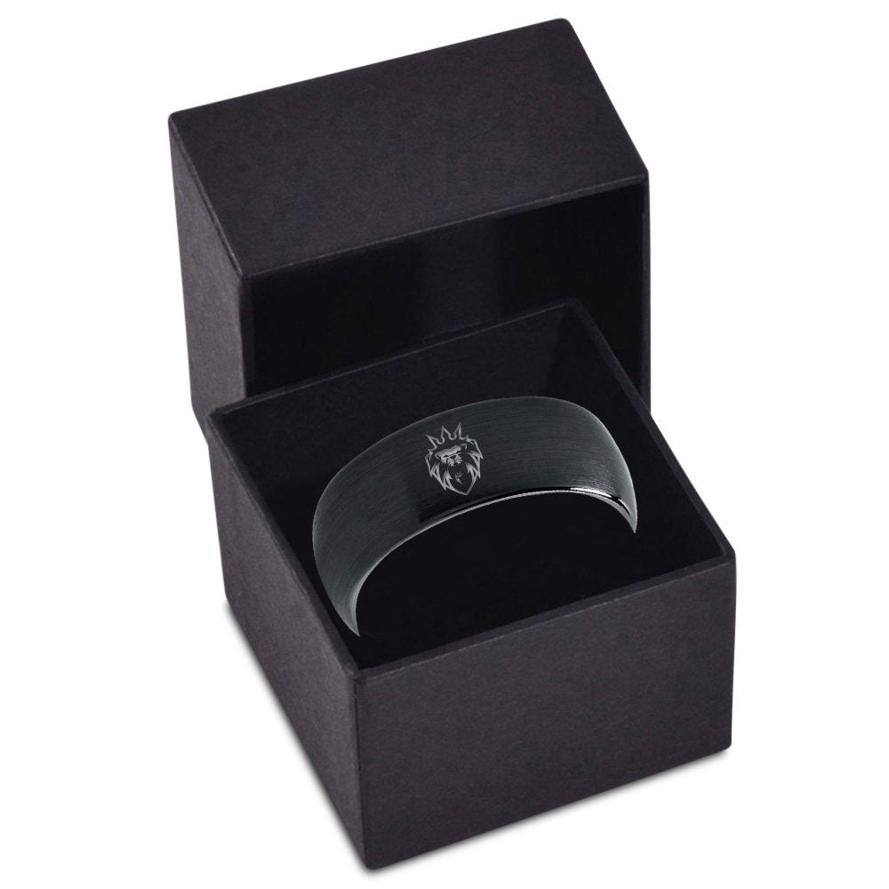 Felis Leo Simba Ring - Black Wedding Band - Dome Ring - Exclusive Tungsten Ring - Black Jewelry For Women - Rings For Him - Unique Gifts