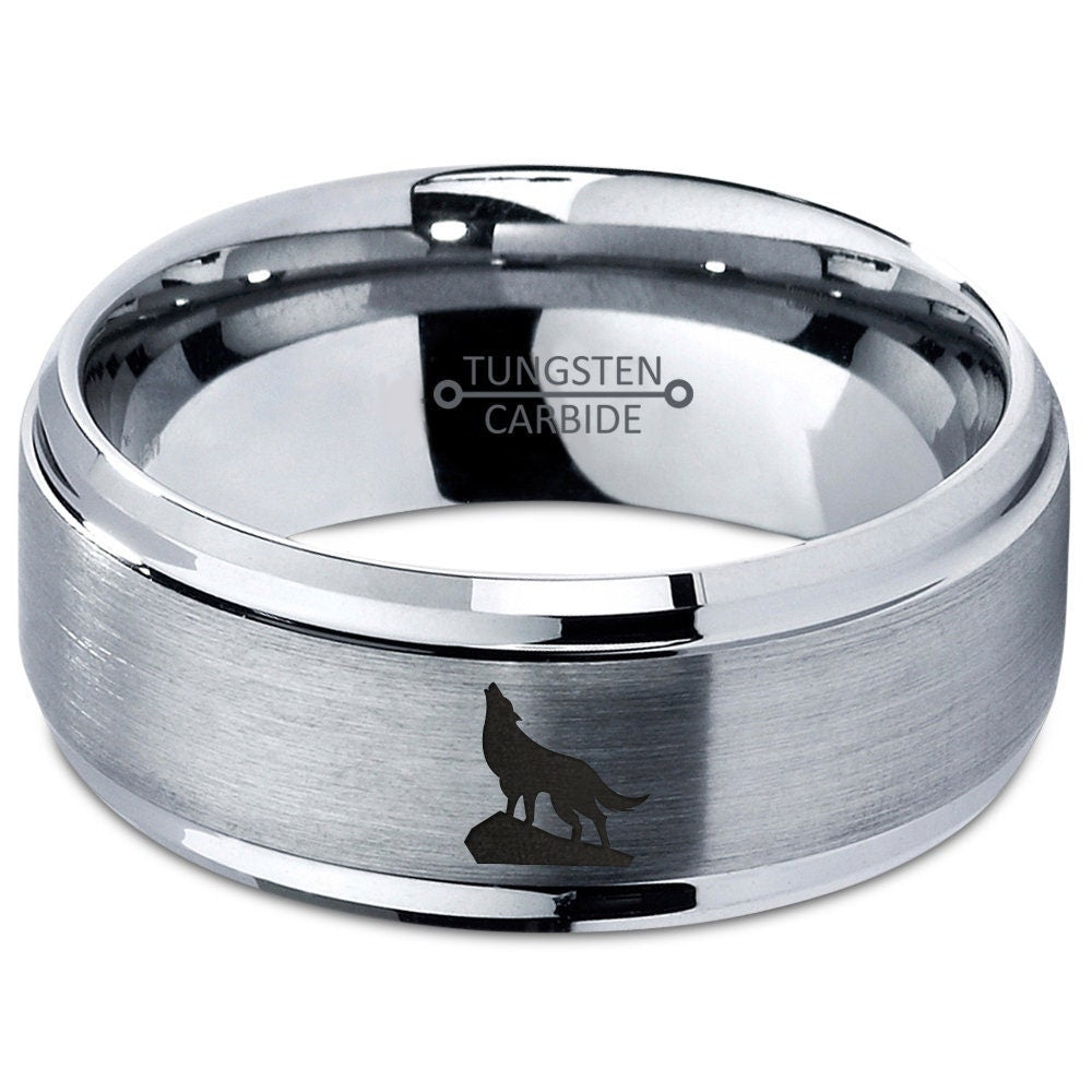 Wild Wolf Ring | Wolf Roar Ring | Women Wedding Ring | Silver Tungsten Rings | Laser Marking Ring | Couple Promise Rings | Gifts For Her