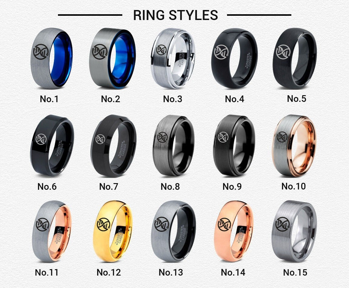 Biology DNA Ring | Wedding Ring Sets | 8mm Tungsten Rings For Men | Black Rings For Women | Ring For Doctor Husband | Free Fast Shipping