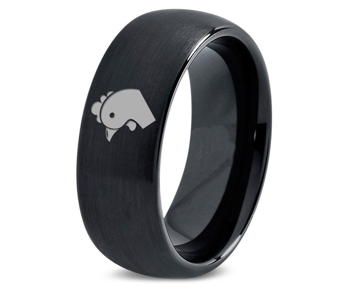 Chicken Rooster Ring,Unique Wedding Bands For Women,Black Tungsten Rings For Men,Promise Ring,Gifts For Dad,Gifts For Chef,Gift For Her