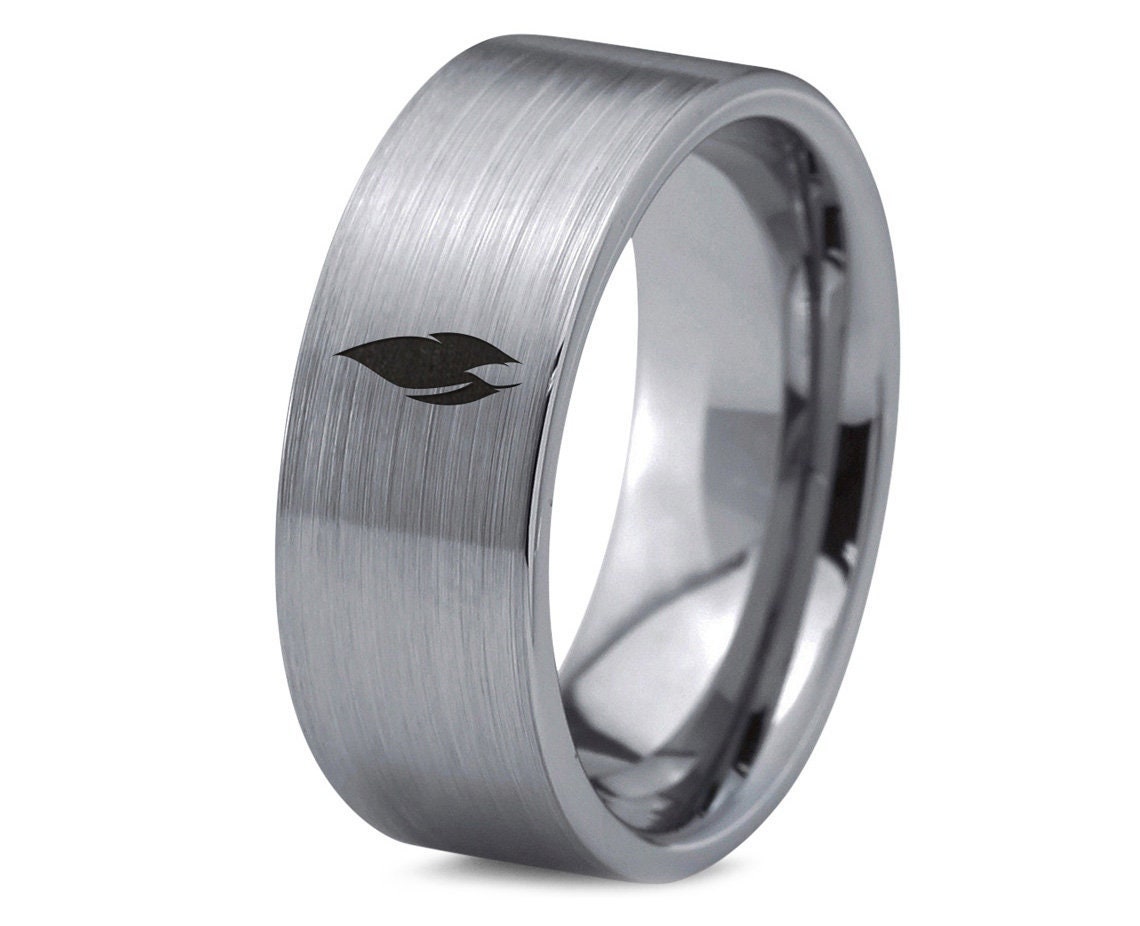 Mens Fire Flame Ring | Birthday Gift For Him | Tungsten Wedding Ring Women | Silver Ring | His and Hers Promise Rings Sets | Valentine Gift