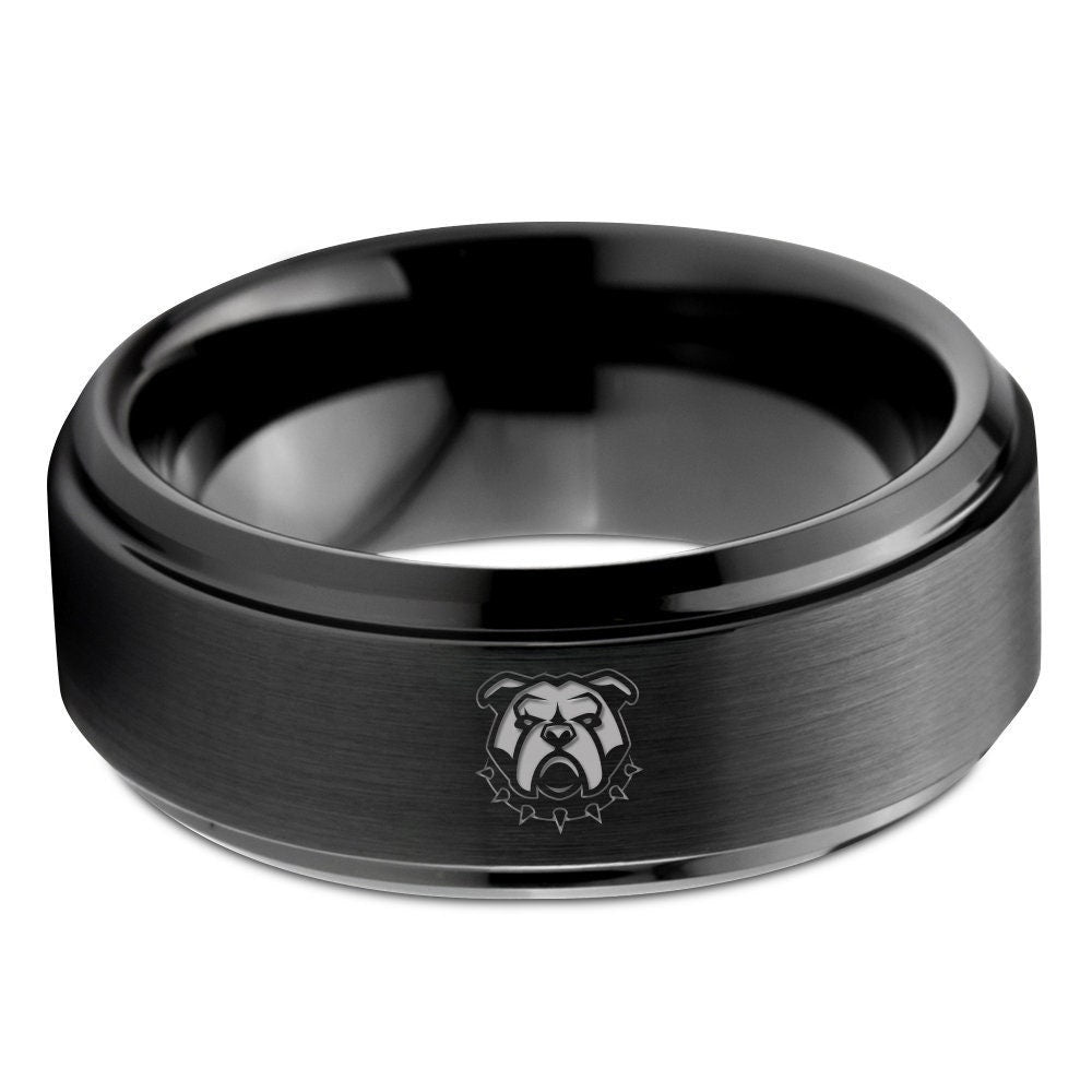 Puppy Dog Ring - Neck Bleed Ring - Male Wedding Band Black - Tungsten Carbide Rings - His And Her Ring - Personalized Birthday Gifts - 8mm