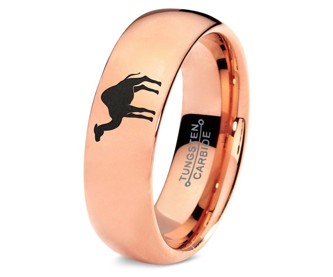 Camel Dromedary Ring | Womens Wedding Ring | Tungsten Rings For Women | Marriage Ring | Engraved Rose Gold Ring | 60th Anniversary Gifts