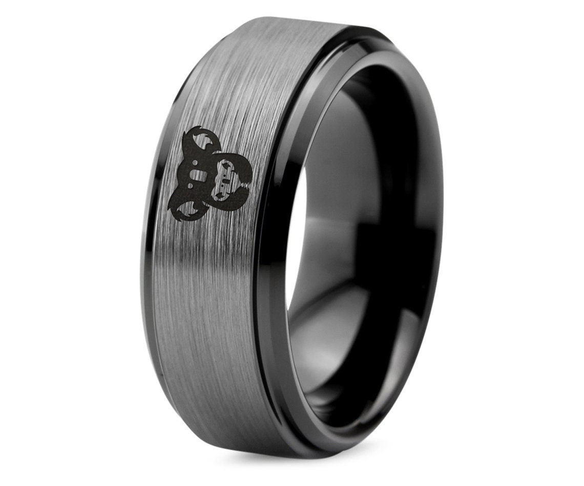 Koala Bear Wedding Band For Women - Mens Ring Tungsten Black - Silver Adjustable Rings - Unique Mom Gifts - 8mm Ring - Free Fast Shipping