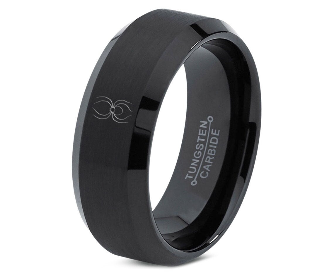 Spider Wanderer Insect Ring | Tungsten Wedding Bands Black | Tungsten Rings For Men | Dad Man Ring | Cute Gifts For Friends | Free Shipping