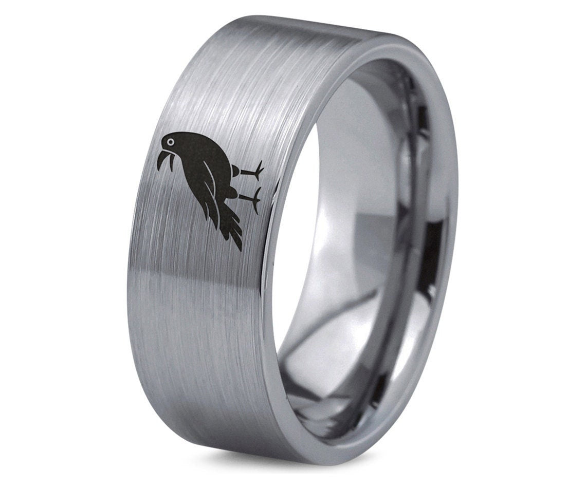 Crow Bird Ring - Silver Gray Wedding Rings For Women - Tungsten Carbide Ring Men - Ring For Brid Lover - Engagement Ring - Boyfriend Gifts