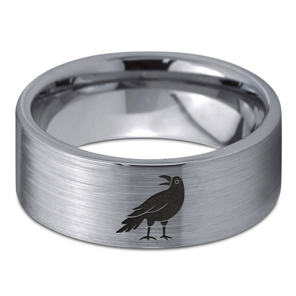 Crow Bird Ring - Silver Gray Wedding Rings For Women - Tungsten Carbide Ring Men - Ring For Brid Lover - Engagement Ring - Boyfriend Gifts