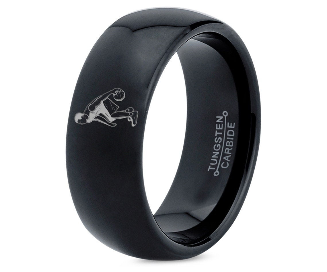 Basketball Athlete Player Ring | Wedding Tungsten Ring | Black Tungsten Rings For Women | Jewelry For Women Rings | Dad Gifts For Birthday