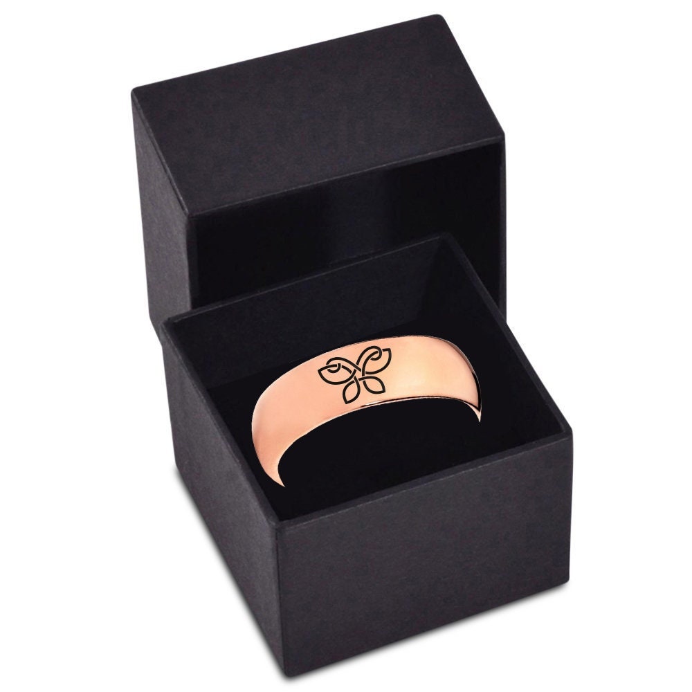 Engraved Butterfly Ring - Mens Wedding Band Rose Gold - Rose Gold Tungsten Band - Promise Ring For Daughter - Birthday Gift For Men