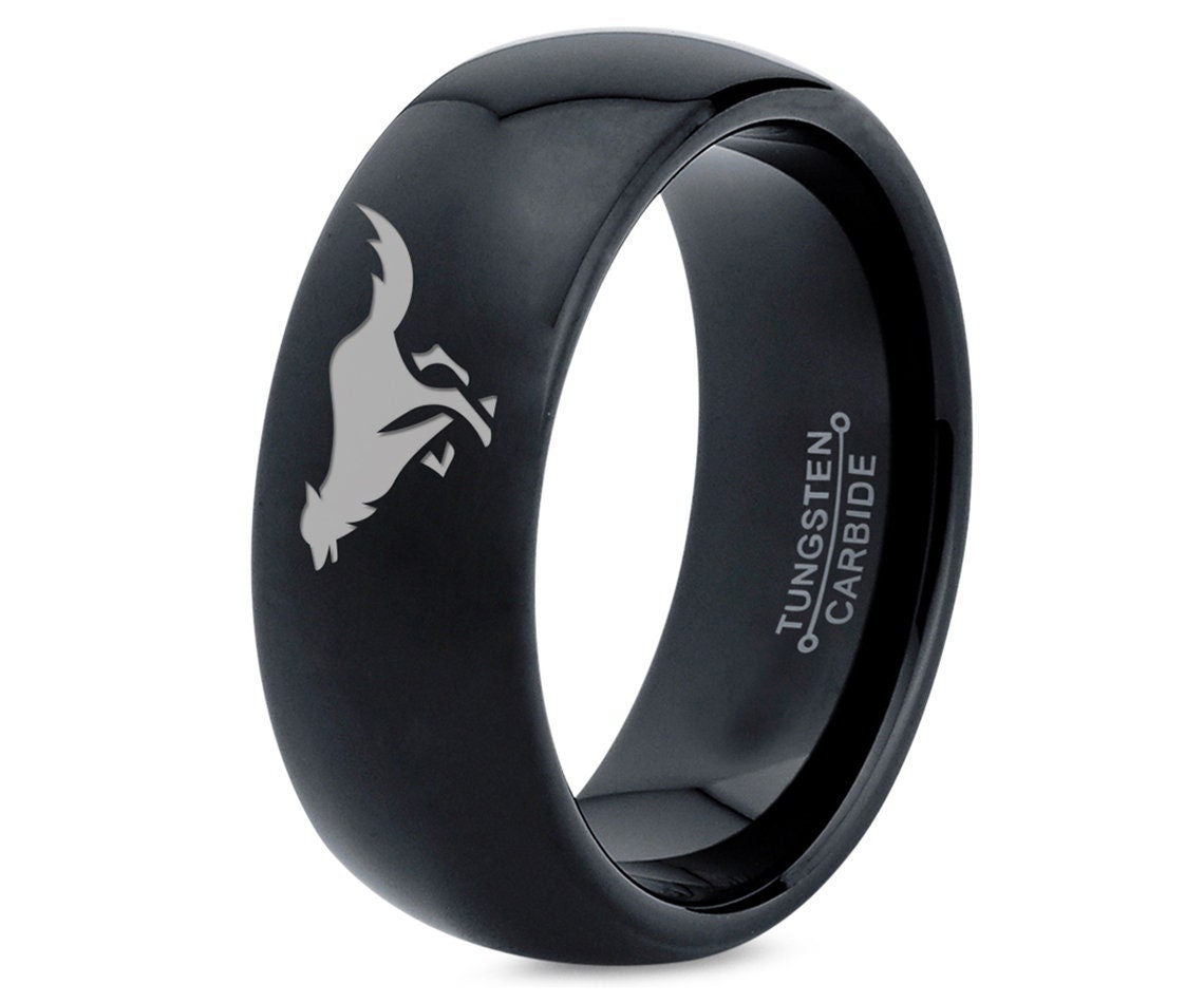 Animal Ring - Running Wolf Ring - Fancy Wedding Band - Tungsten Carbide Rings For Men - Her King Ring - Engraved Ring - Gift For Him