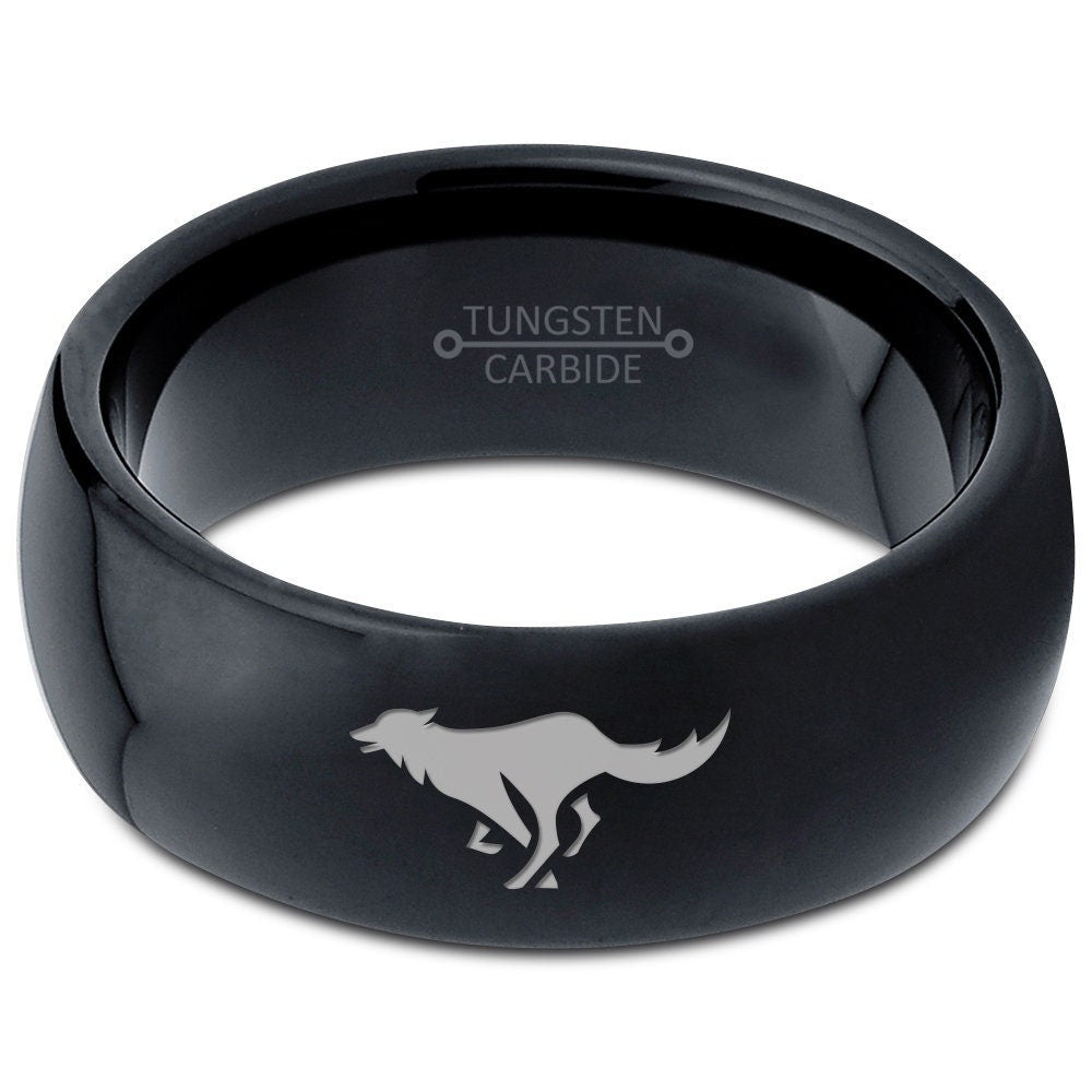 Animal Ring - Running Wolf Ring - Fancy Wedding Band - Tungsten Carbide Rings For Men - Her King Ring - Engraved Ring - Gift For Him