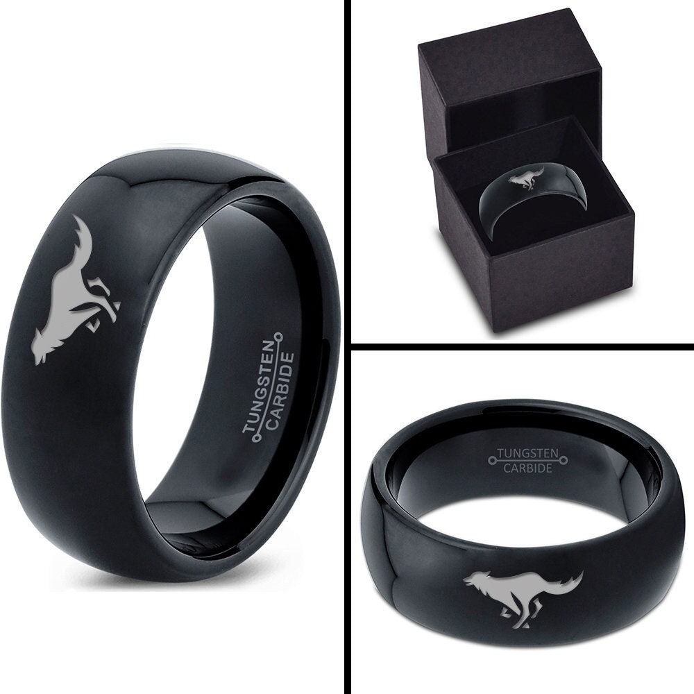 Animal Ring - Running Wolf Ring - Fancy Wedding Band - Tungsten Carbide Rings For Men - Her King Ring - Engraved Ring - Gift For Him