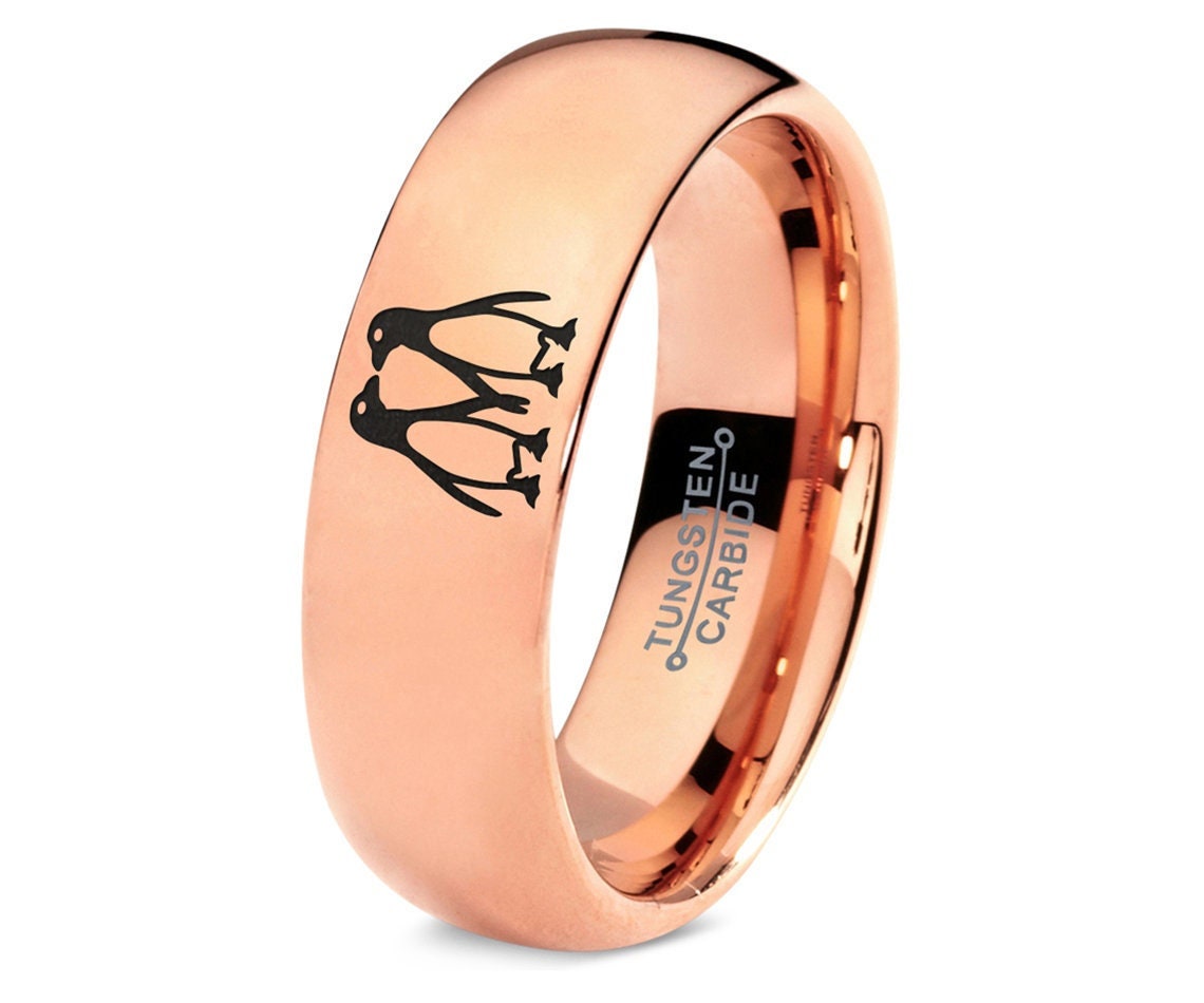 Penguin Ring | Jewelry Wedding Rings For Women | Rose Gold Tungsten Rings For Men | Adjustable Ring | Promise Ring | Valentine Day Dift