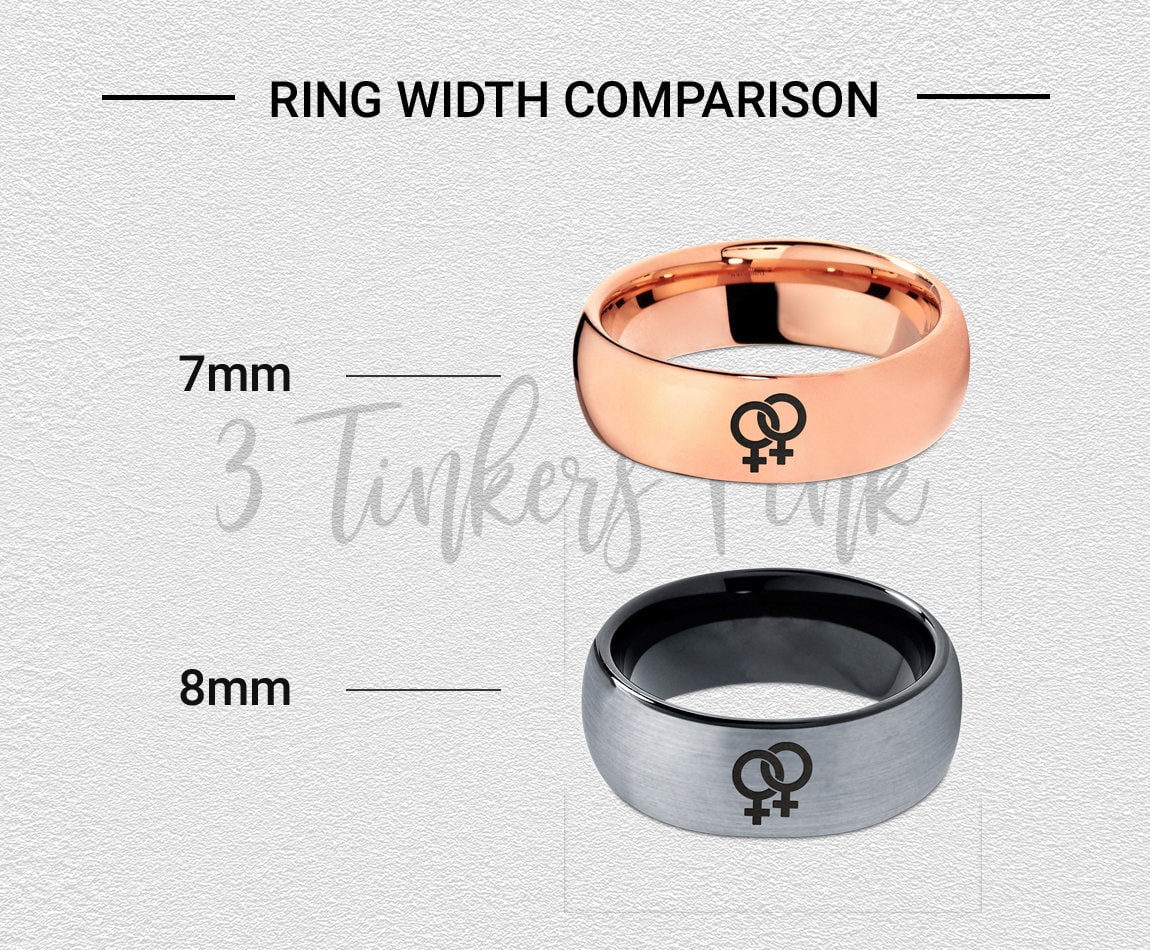 Lesbian Interlocking Symbol Ring | Brushed Wedding Rings | Men'S Tungsten Ring | Adjustable Ring | Engraved Ring | Valentine Day Gift