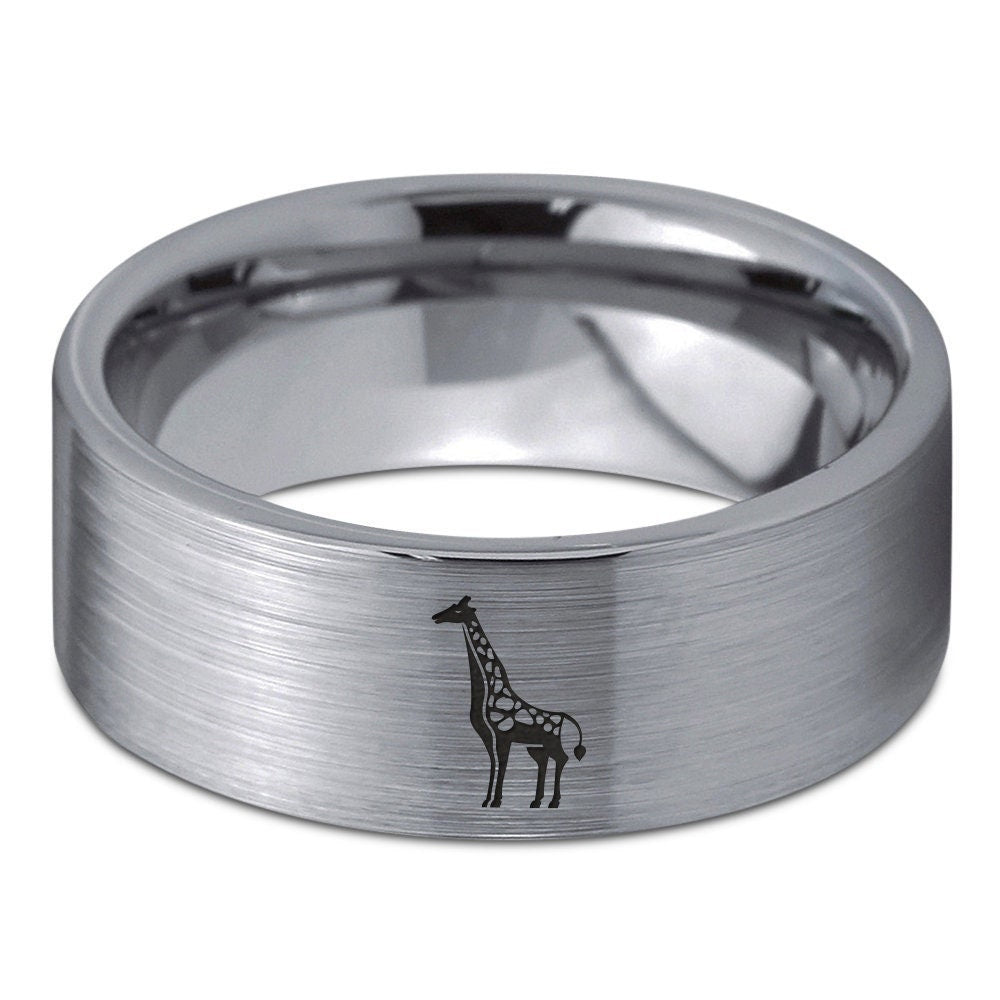 African Animal Ring | Wild Giraffe Ring | Engraved Wedding Ring | His and Hers Ring | Nice Tungsten Ring | Promise Ring | Anniversary Gifts