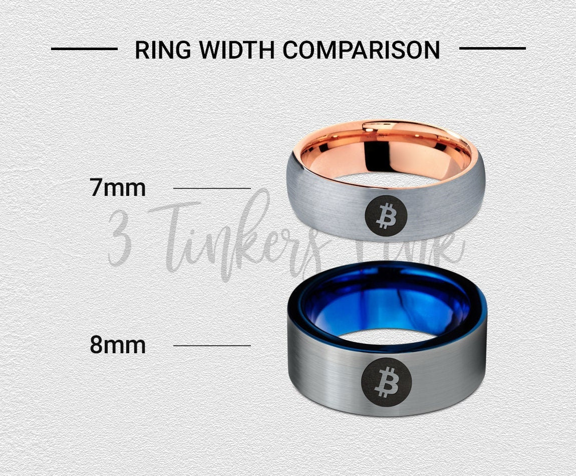 Cryptocurrency Bitcoin Ring, Silver Wedding Ring Sets, Mens Rings Tungsten Rose Gold, Couple Engagement Rings Sets, Gifts For Crypto Lover