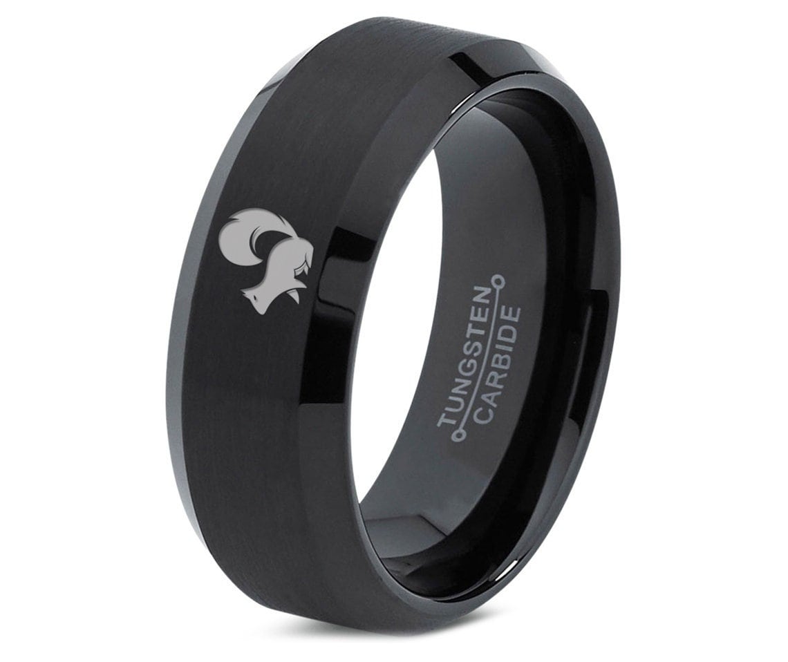 Cute Squirrel Ring - Engraved Squirrel Band - Mens Tungsten Ring - Statement Ring For Women - Gift For Wife - Gifts For Mom - Birthday Gifts