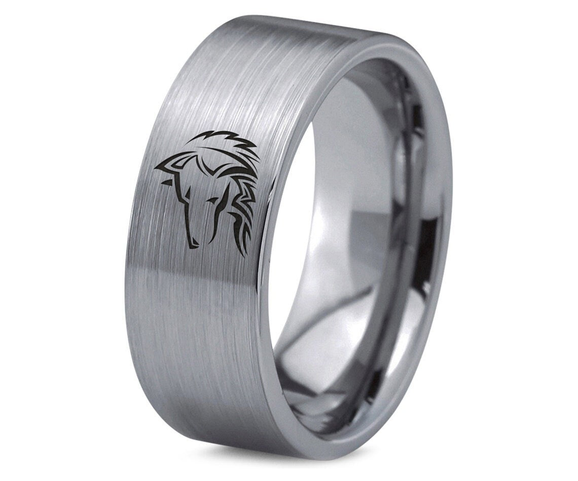 Mens Wolf Wedding Rings, Silver Gray Tungsten Ring, Engraved Ring Silver, Promise Ring, Customized Gifts, Gifts For Him, Personalized Gifts