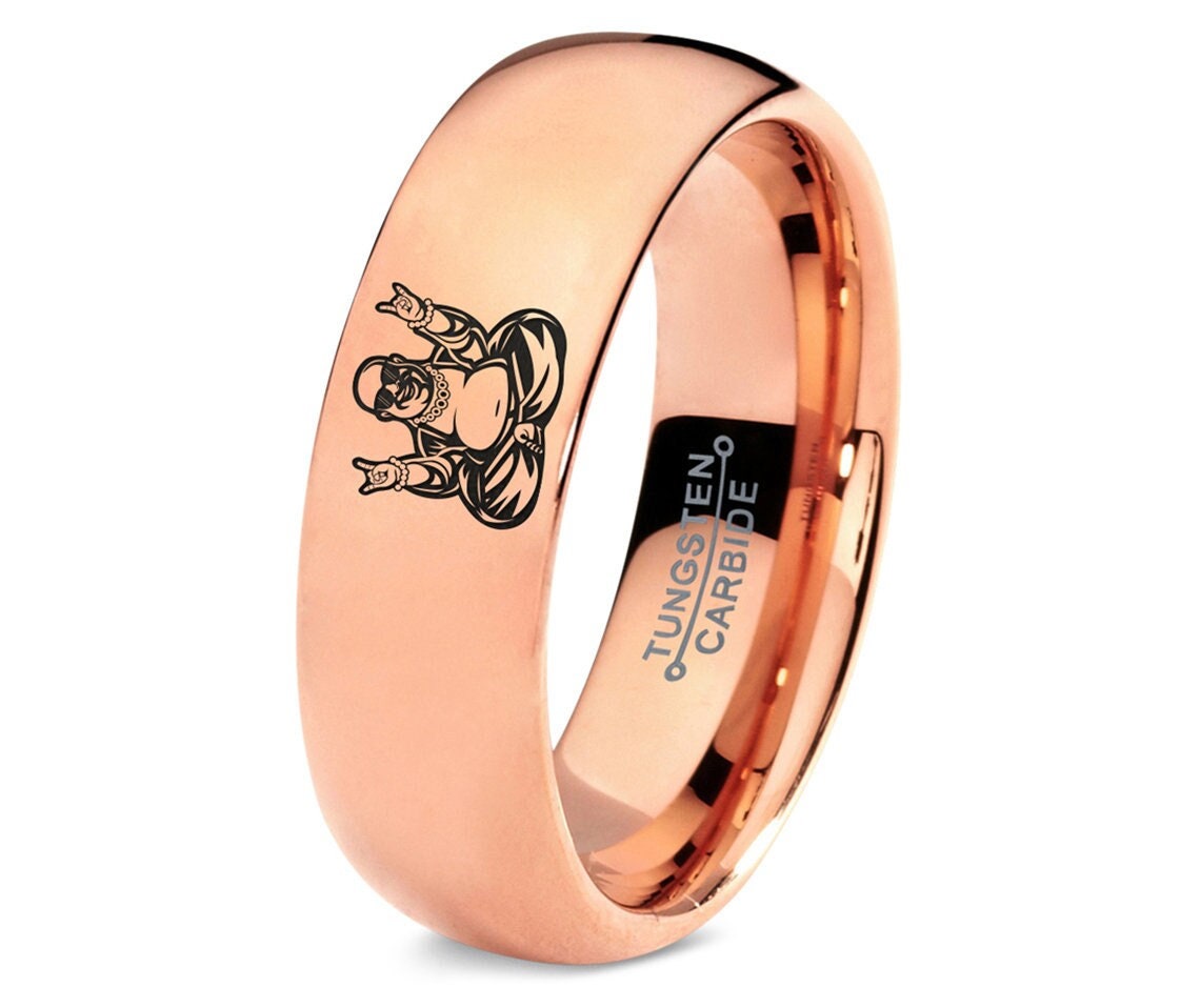 Rose Gold Tungsten Ring,Yoga Ring,Buddha Ring,Mens Wedding Bands,Gifts For Wife,Gifts For Him,Personalized Gifts,Promise RingGifts For Her