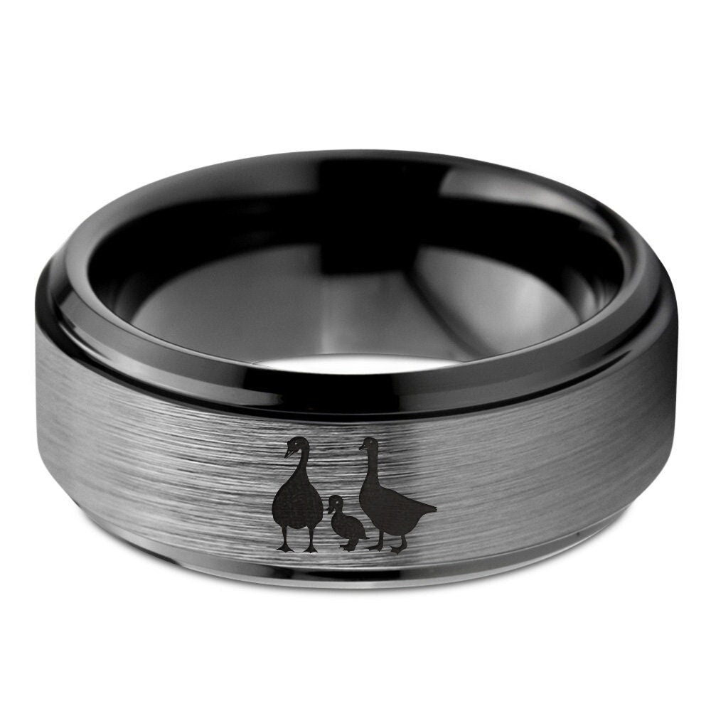 Chinese Geese Ring, Goose Tungsten Ring, Couple Engagement Ring, Promise Ring, Engraved Ring, Gifts For Girlfriend, Mom Gifts, Free Shipping