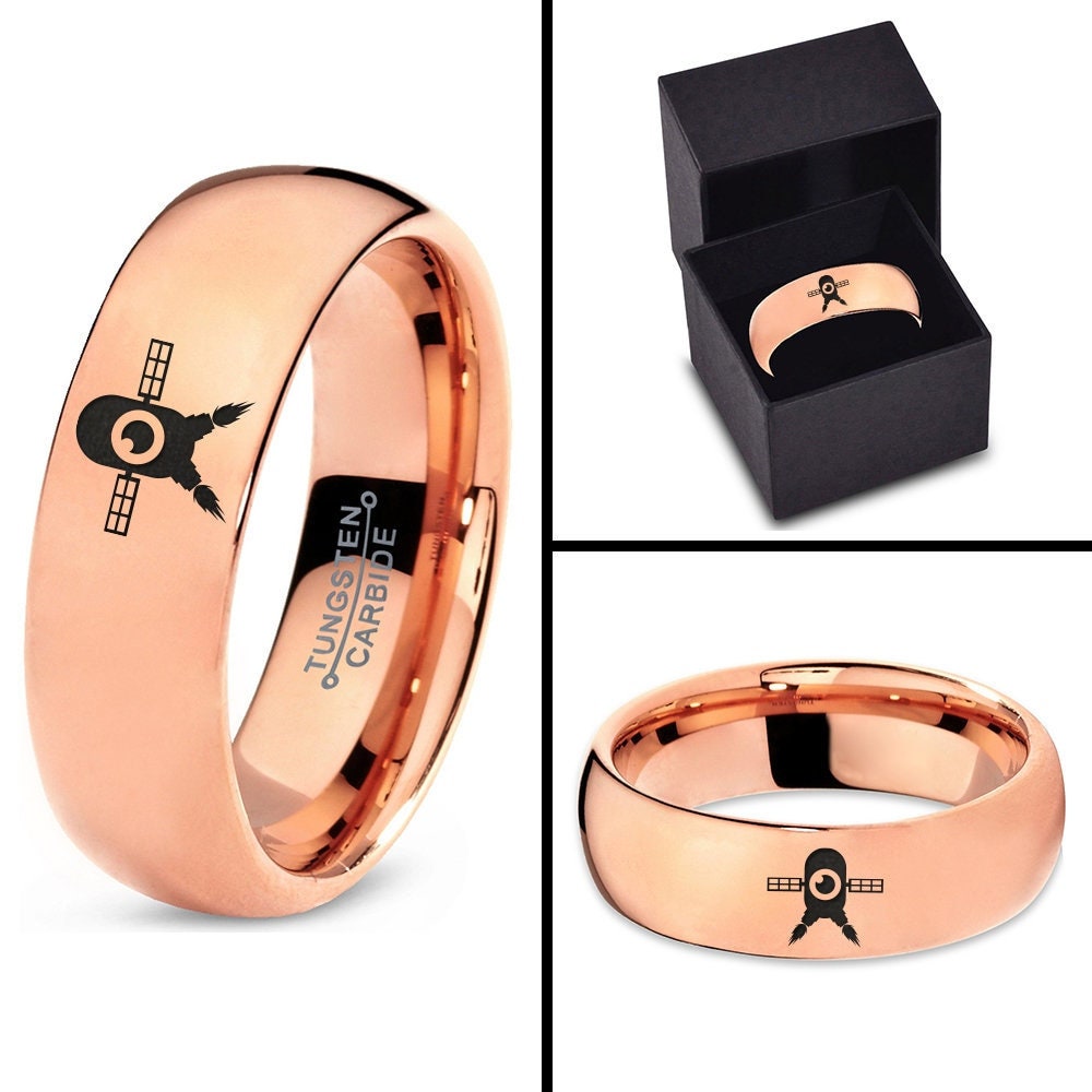 Mens Ring | Funny Satellite Ring | Gifts For Men | Rose Gold Wedding Band | Dome Tungsten Ring |  Promise Ring | Customized Gifts