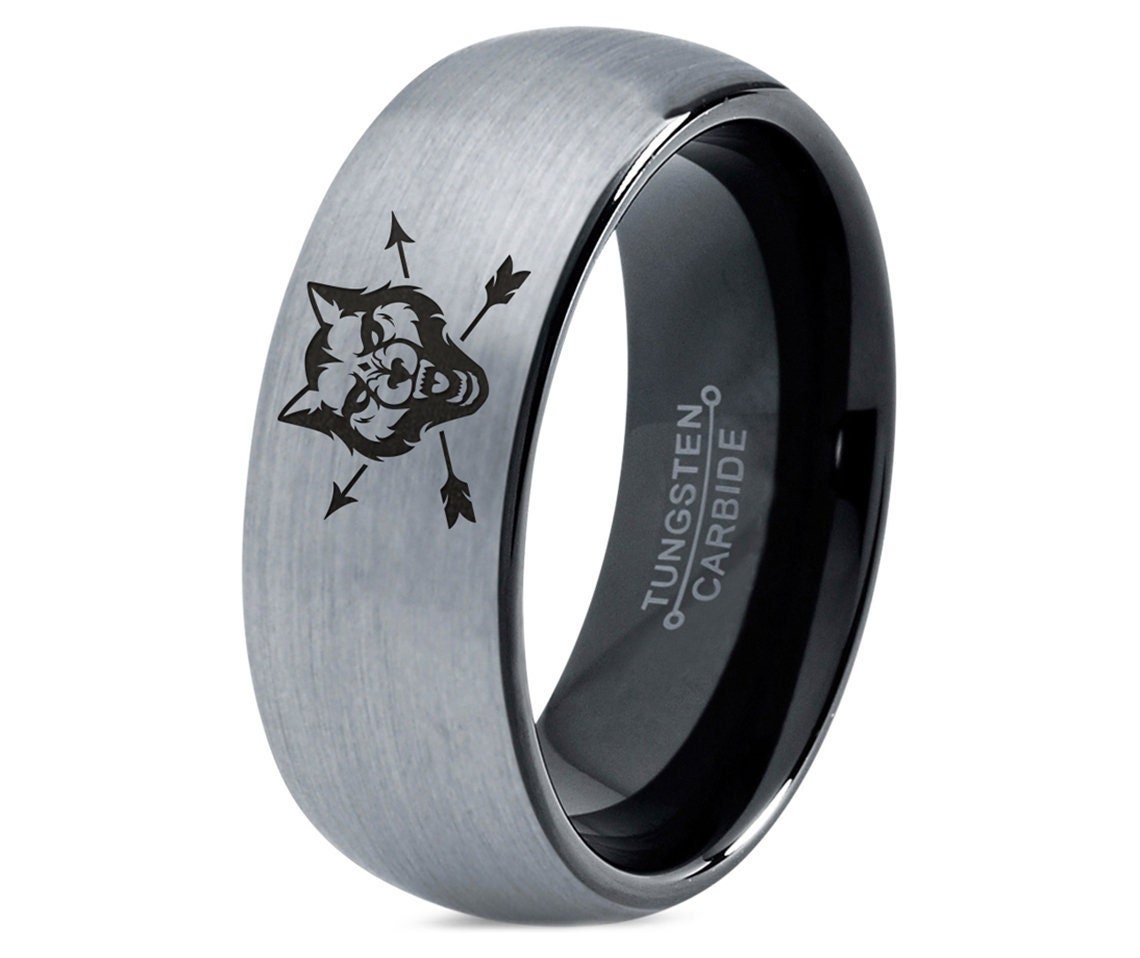 Promise Ring | Wild Wolf Ring | Crossed Bow Ring | Rings For Men | Mens Tungsten Ring | Rings For Men | Birthday Gifts | Gifts For Him