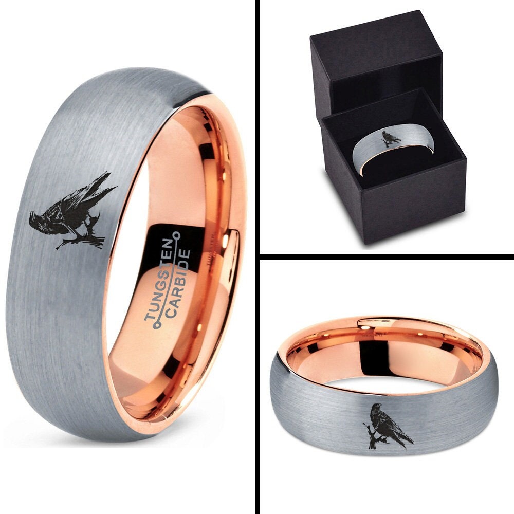 Crow Band Ring | Simple Wedding Jewelry | Women's Tungsten Ring | Engagement Ring | Gift For Anniversary | Couples Gifts | Free Shipping