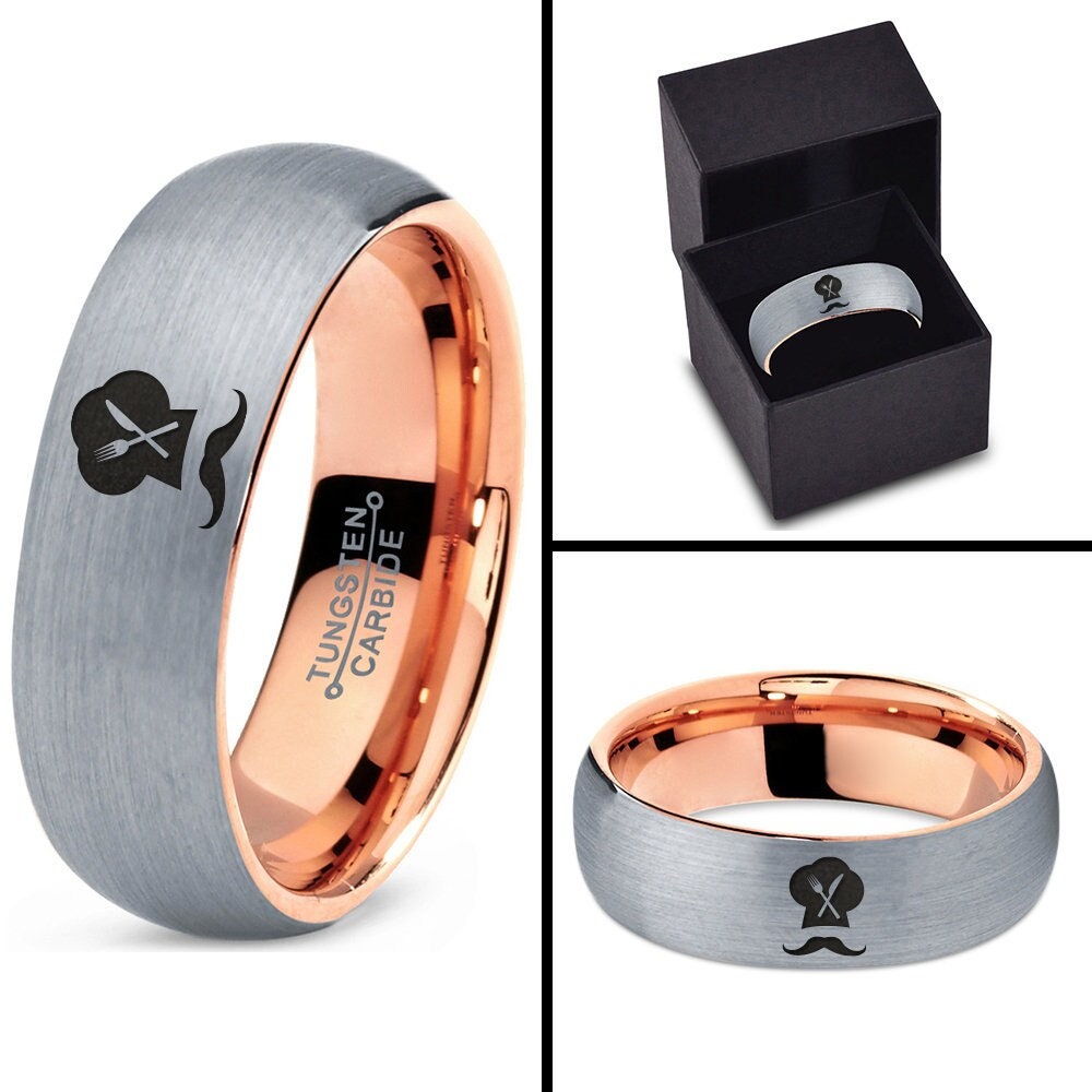 Rose gold Tungsten Ring, Gift For Chef,  Spoon Knife Ring, Ring For Her, Promise Ring For Girlfriend, Chef Dad Gift Idea, Gifts For Him