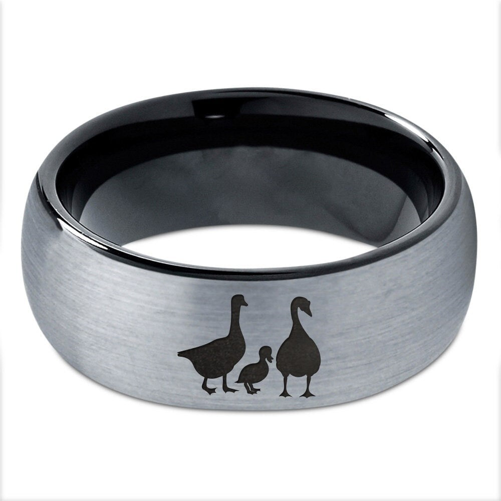 Pet Swan Statement Ring - Tungsten Engagement Ring For Couple - Laser Engraved Ring - Personalized Gift For Him - Gifts For Girlfriend