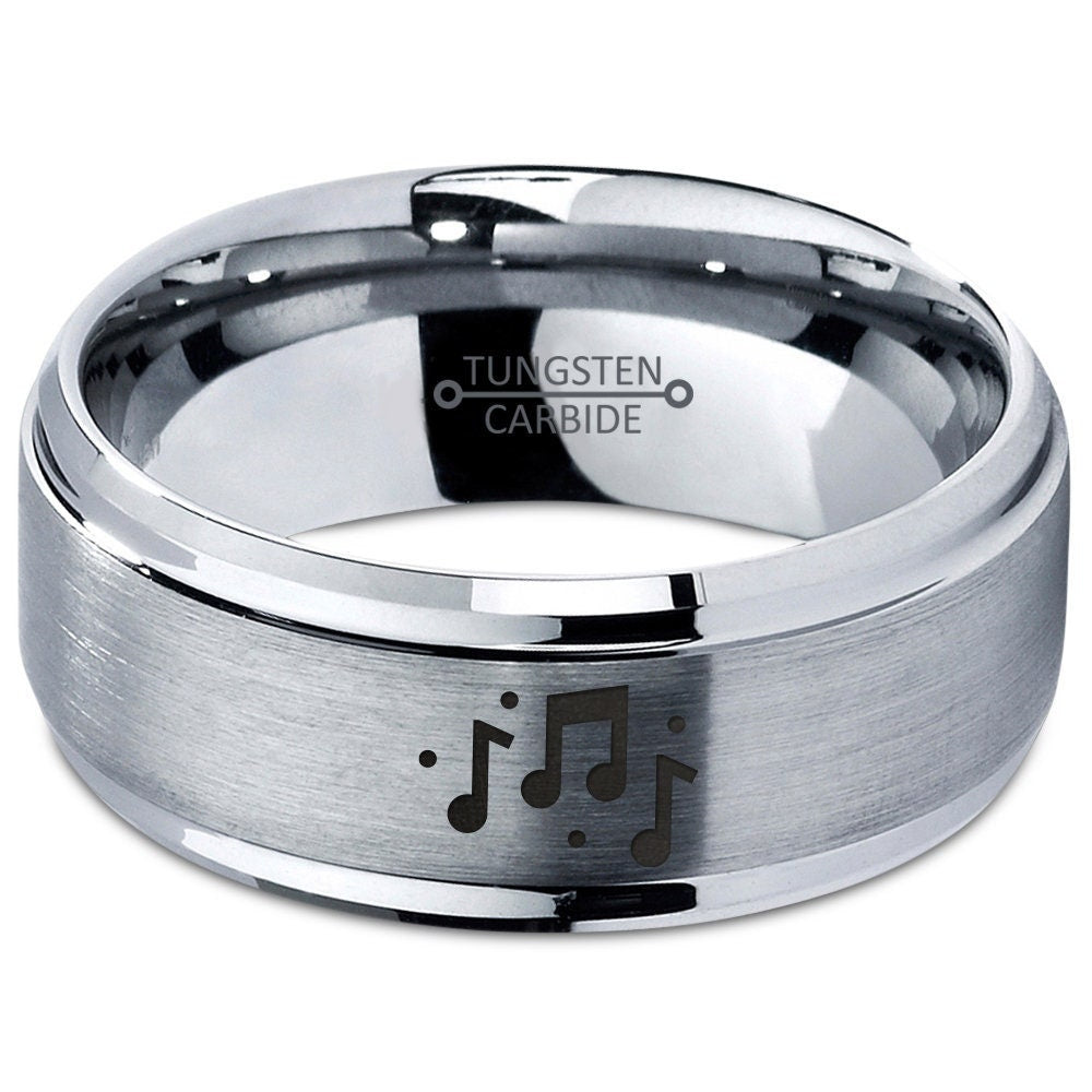 Musical Ring, Music Note Ring, Exclusive Wedding Band, Tungsten Rings For Him, Customized Rings, Promise Ring, Anniversary Gifts For Him