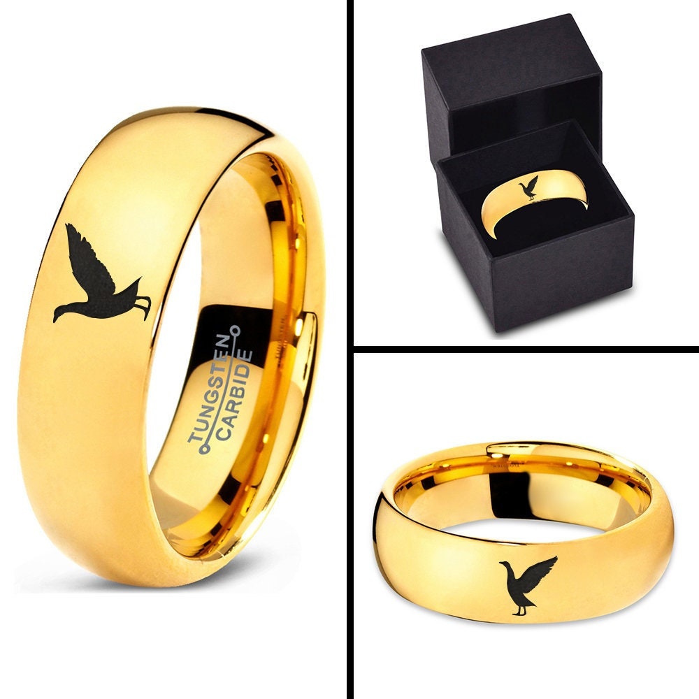 Flying Duck Ring, Gold Wedding Ring, Dome Tungsten Ring, Simple Promise Ring, Gifts For Him, Personalized Gifts For Men, Gift For Women