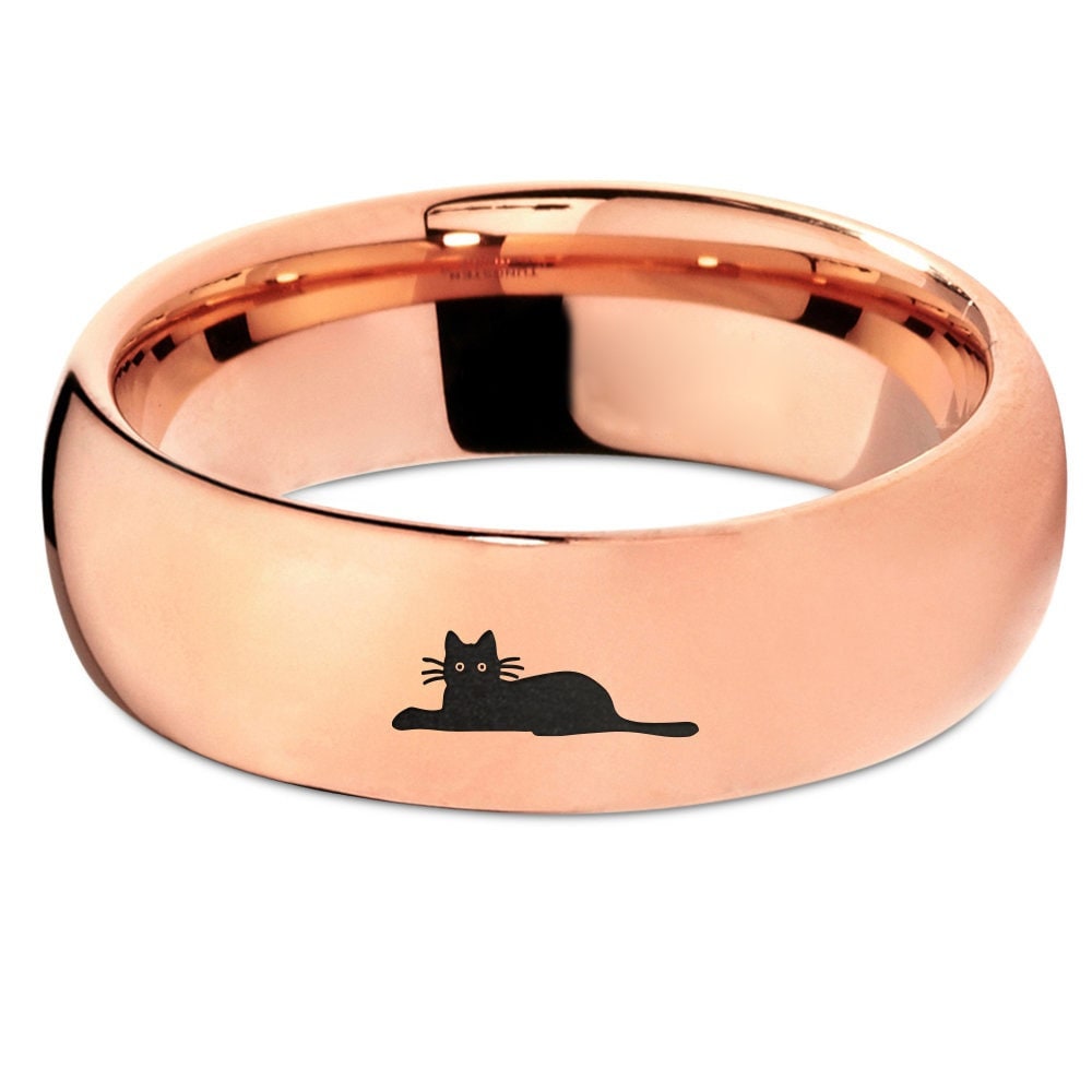 Personalized Gifts, Pet Animal Cat Ring, Gifts For Men, Rose Gold Wedding Band, Men's Tungsten Ring, Gifts For Women, Engagement Gifts