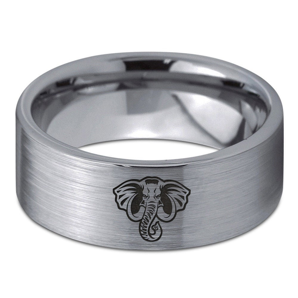 Wild Elephant Ring | Gift For Men | Lady Tungsten Band | Silver Gray Ring | Engagement Ring | Anniversary Gifts | Thank You Gift