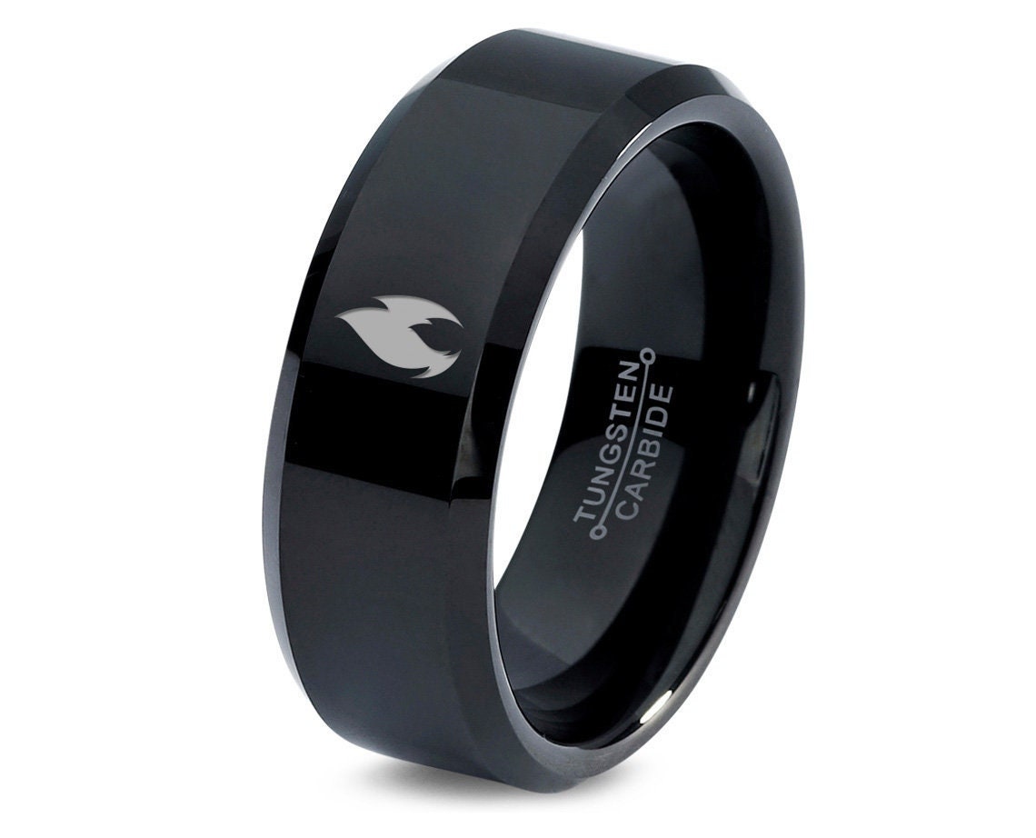 Fire Flame Ring | Mens Tungsten Band | Black Wedding Ring | Ring Sets For Women | Engagement Gifts | Anniversary Gifts | Free Shipping