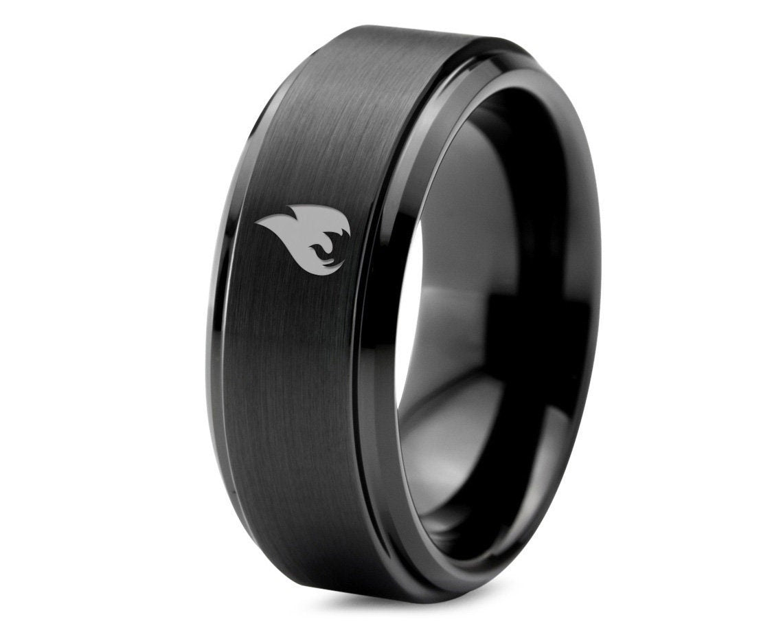 Flame Ring, Male Wedding Band Black, Tungsten Engagement Ring For Couple, Best Friend Ring, Graduation Gift For Her, Gifts For Him, 8mm Ring