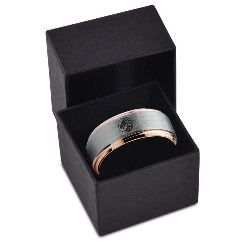 Mens Dragon Ring Man - Rose Gold Wedding Band - Tungsten Rings For Men - Silver For Women - Promise Rings - Engagement Rings - His and Her