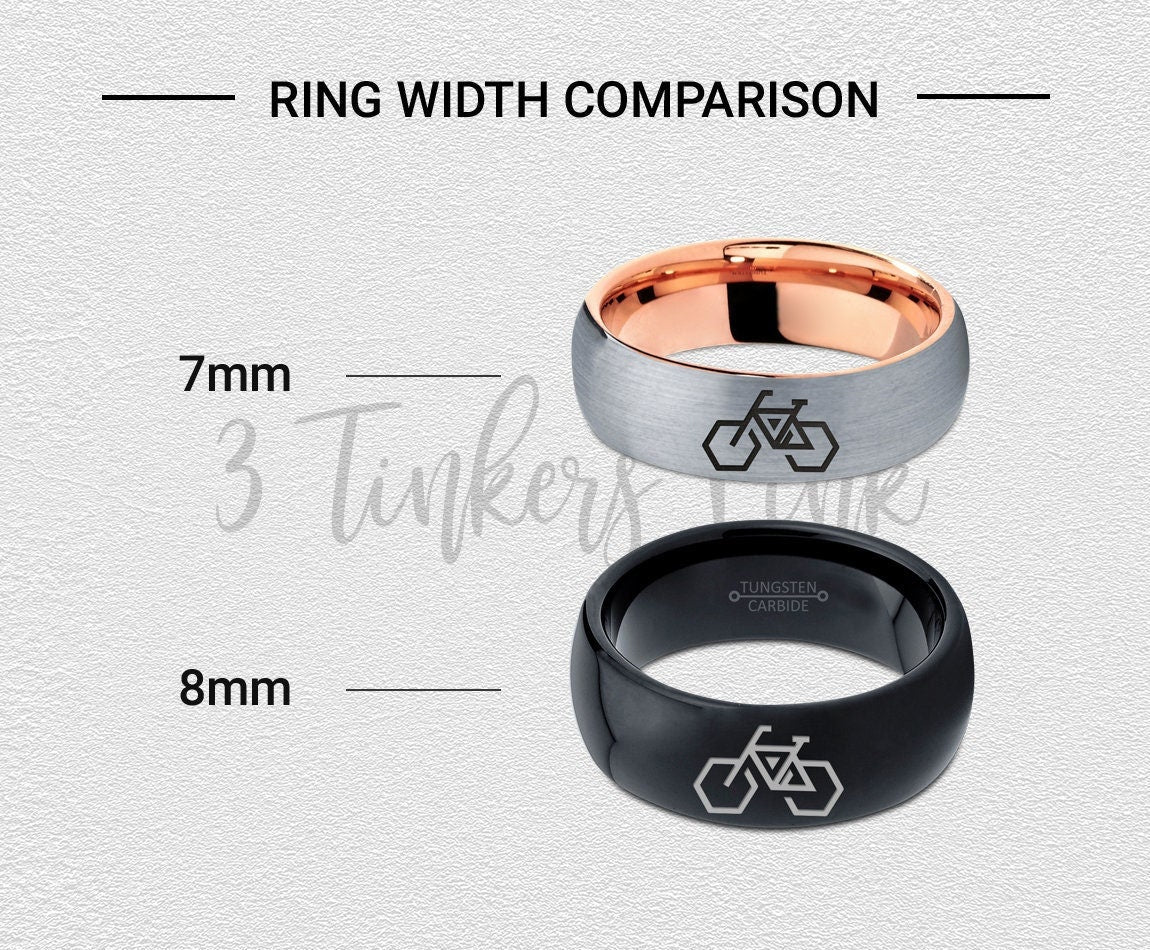 Hexagon Triangle Bicycle Ring - Cyclist Rings - Mens Tungsten Wedding Band Black - Minimalist Ring - Handmade Ring - Black Engraved Ring