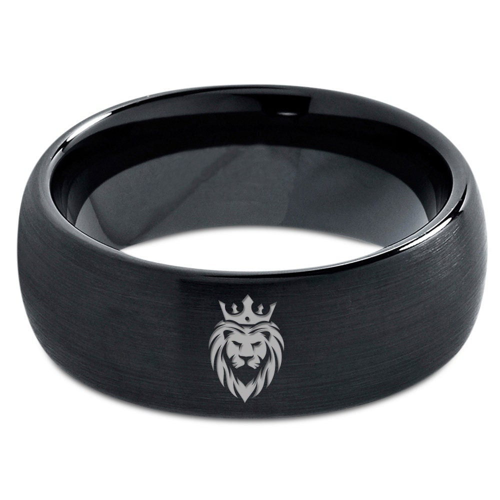 Royal Crown King Leo Ring | Black Wedding Jewelry | Dome Tungsten Ring | Friends Forever Ring | Promise Rings Simple | Gifts For Mens