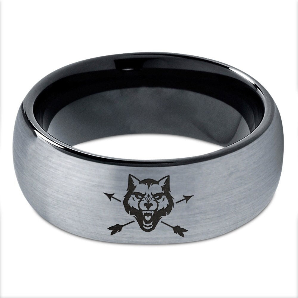 Promise Ring | Wild Wolf Ring | Crossed Bow Ring | Rings For Men | Mens Tungsten Ring | Rings For Men | Birthday Gifts | Gifts For Him