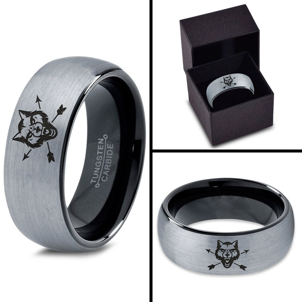 Promise Ring | Wild Wolf Ring | Crossed Bow Ring | Rings For Men | Mens Tungsten Ring | Rings For Men | Birthday Gifts | Gifts For Him