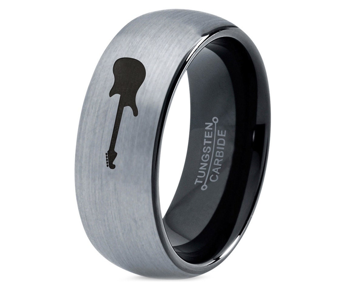 Music Riff Ring, Guitar Ring, Wedding Ring, Black Tungsten Ring, Laser Engraved Ring, Ring For Musician, Gifts For Friends