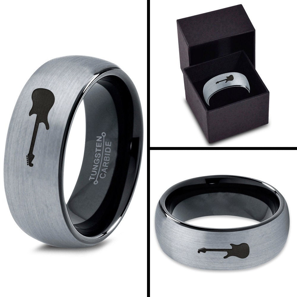 Music Riff Ring, Guitar Ring, Wedding Ring, Black Tungsten Ring, Laser Engraved Ring, Ring For Musician, Gifts For Friends