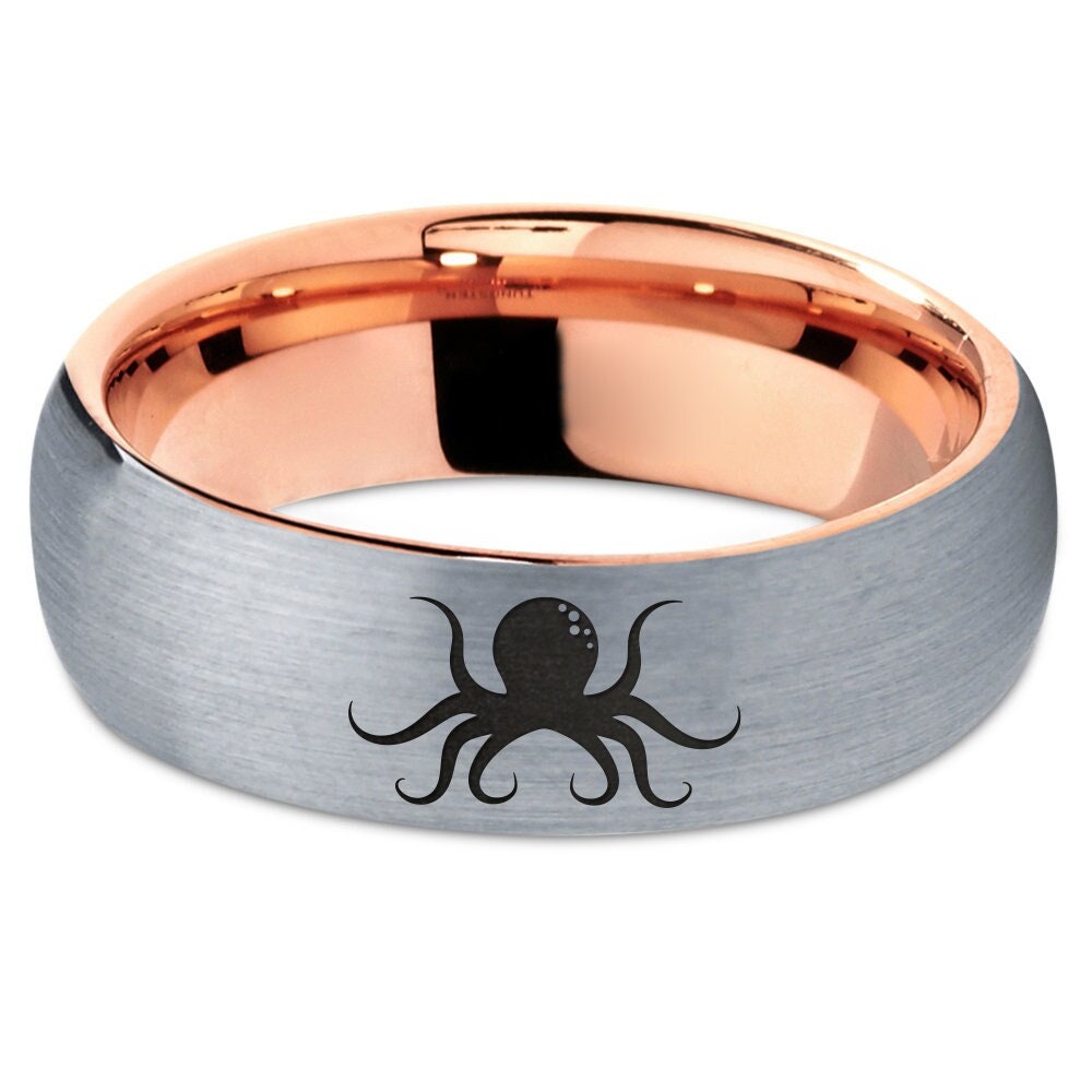 Custom Handmade Ring - Octopus Ring - Octopi Animal Ring - Tungsten Wedding Band - Engagement Ring For Women - Gifts For Her - Gifts For Him