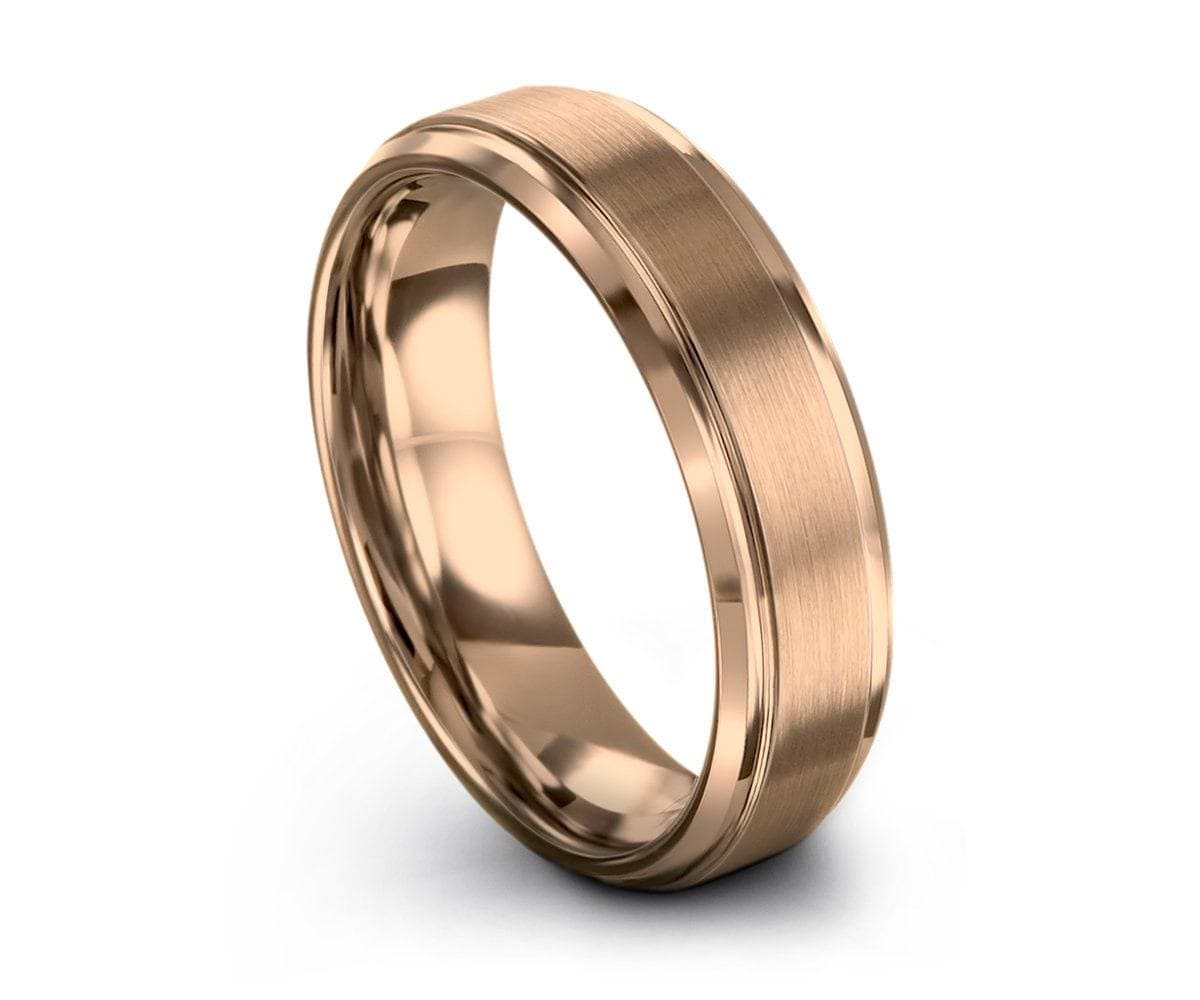 Tungsten Ring Rose Gold 18k, Mens Wedding Band, 10mm 8mm 6mm Widths, Anniversary Gifts For Boyfriend, Gifts For Dad, Gifts For Her Christmas