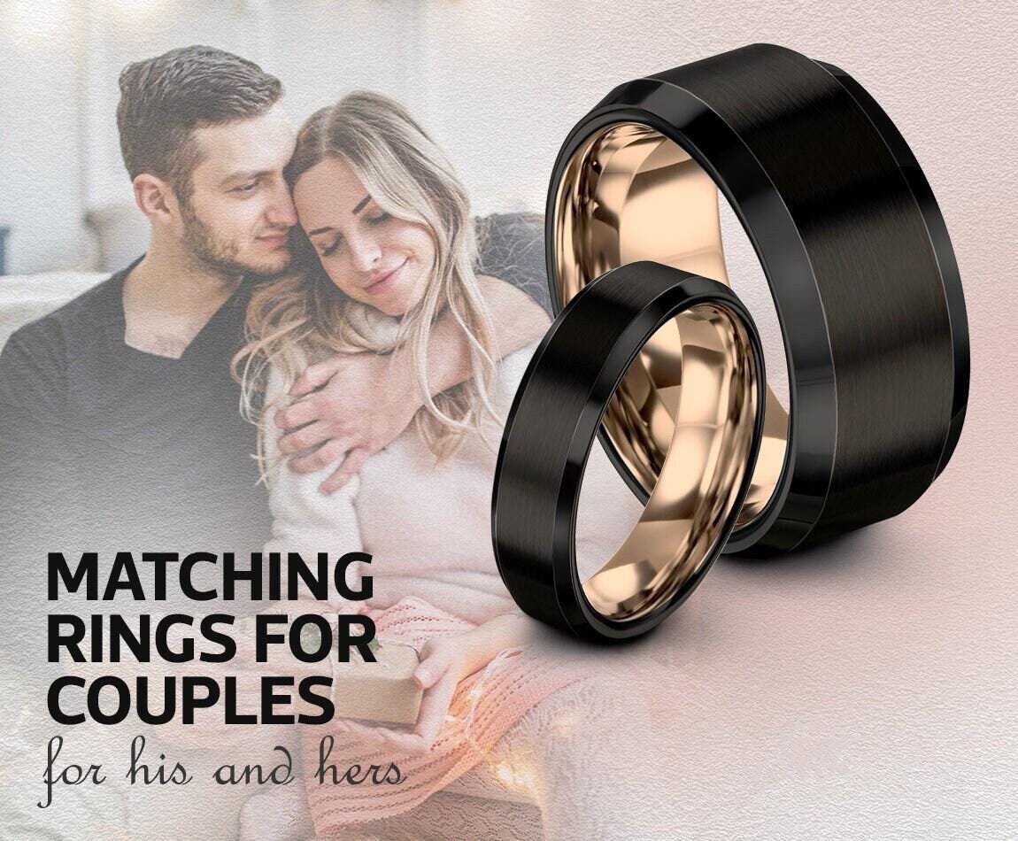 Mens Wedding Band Black, Matching Ring For Best Friend, Anniversary Gifts For Boyfriends, Personalized Gifts, Unique Couple Promise Ring