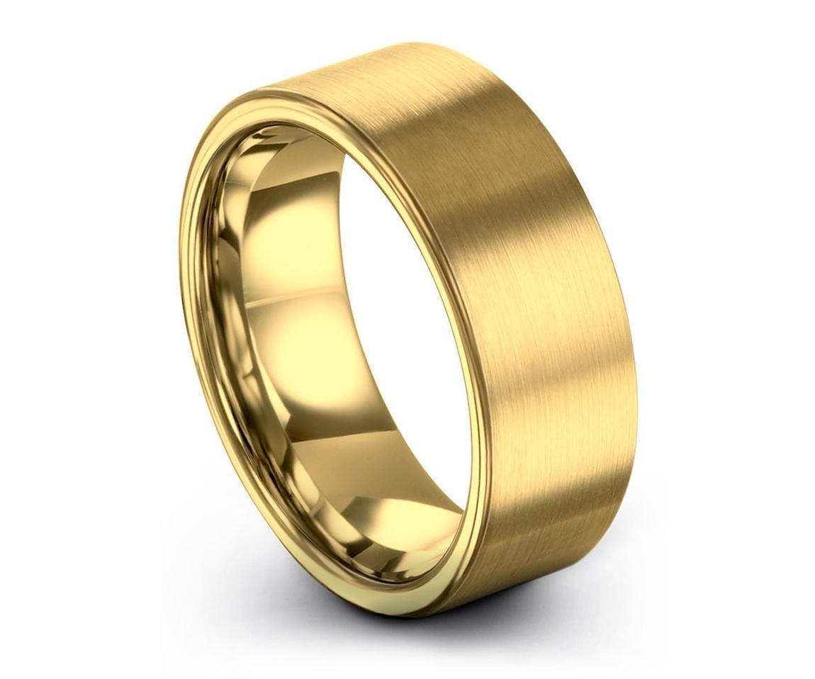 Tungsten Gold Rings For Women - 18K Gold Wedding Band - Personalized Gifts For Men - Birthday Gifts For Her - Christmas Gifts For Him